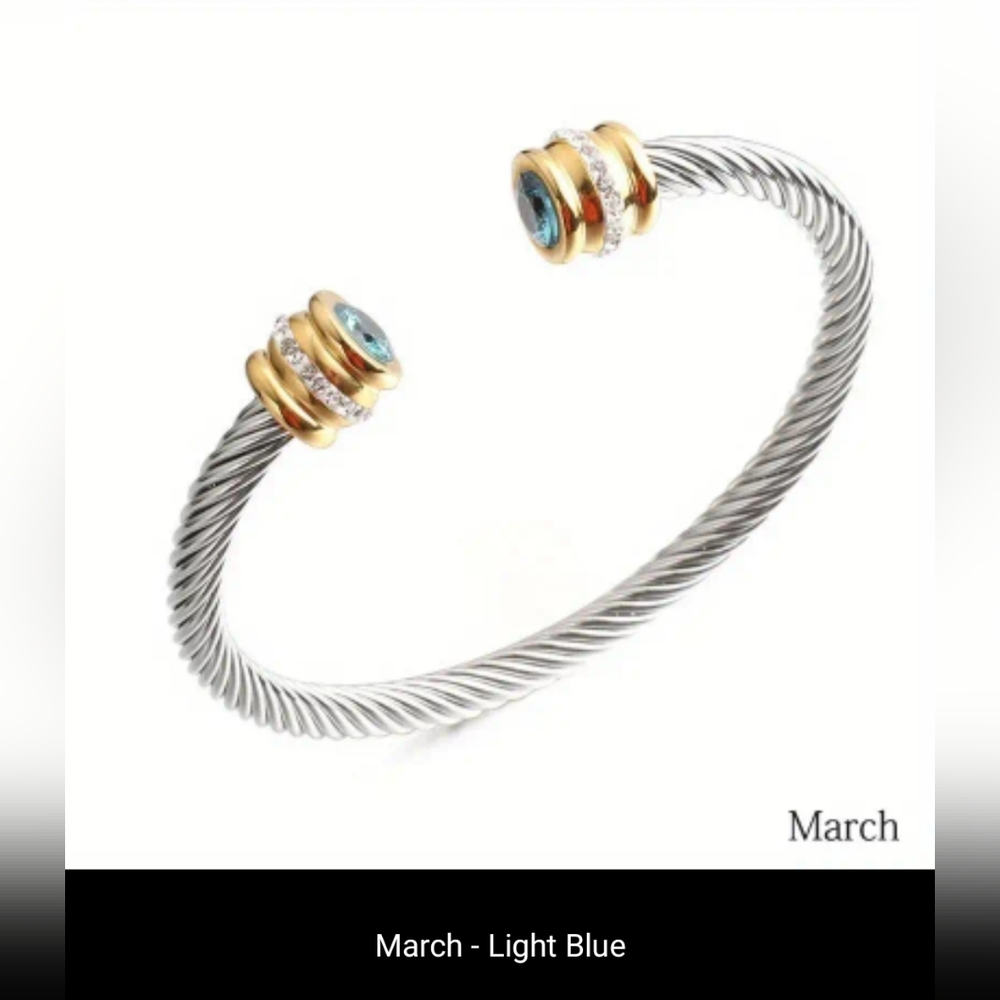 Stainless Steel Bracelet Colorful Artificial Diamond Aquamarine or Light… - Picture 4 of 7